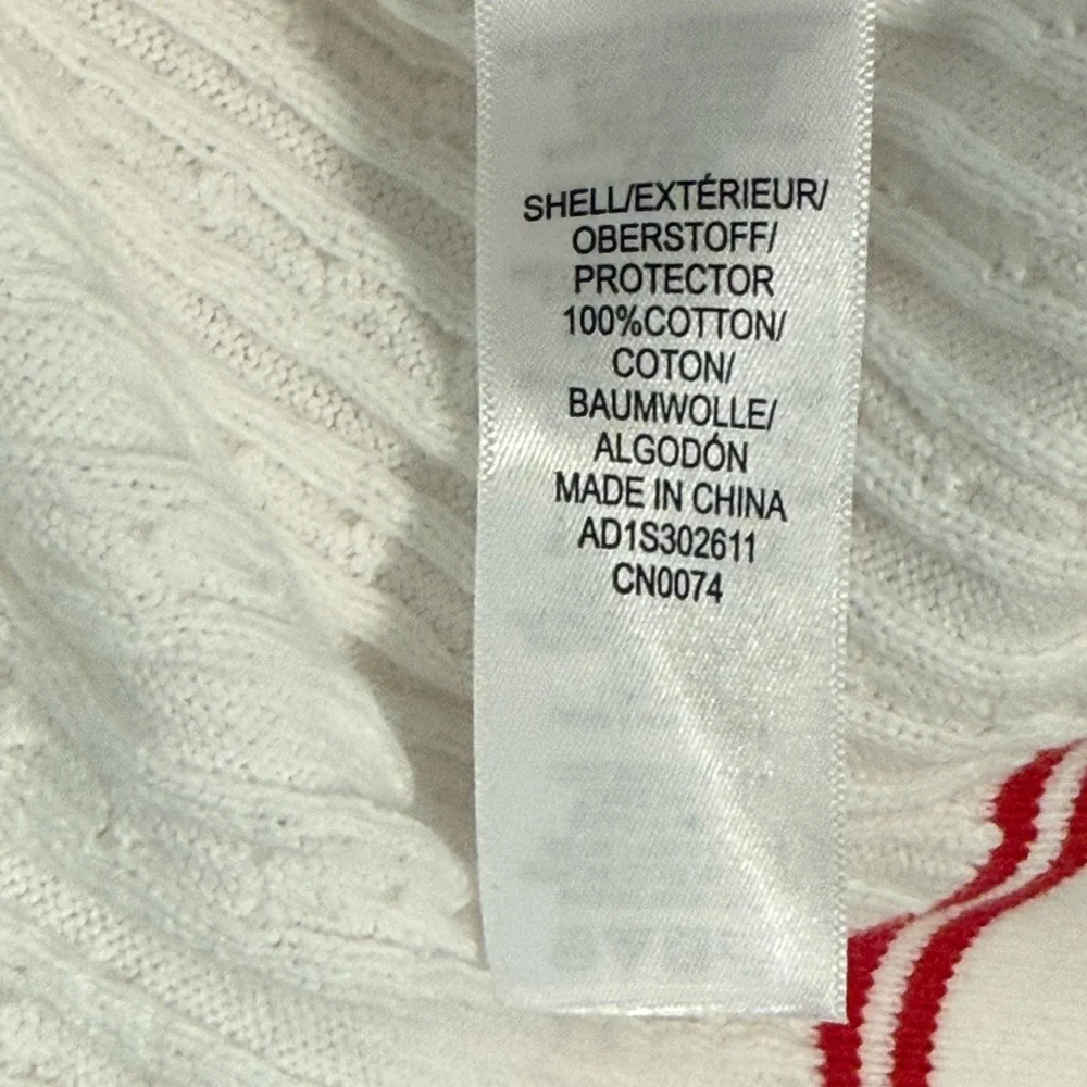 Adrianna Papell Cable Knit Polo Collar Top White Red Trim Size L NWT - Picture 6 of 6